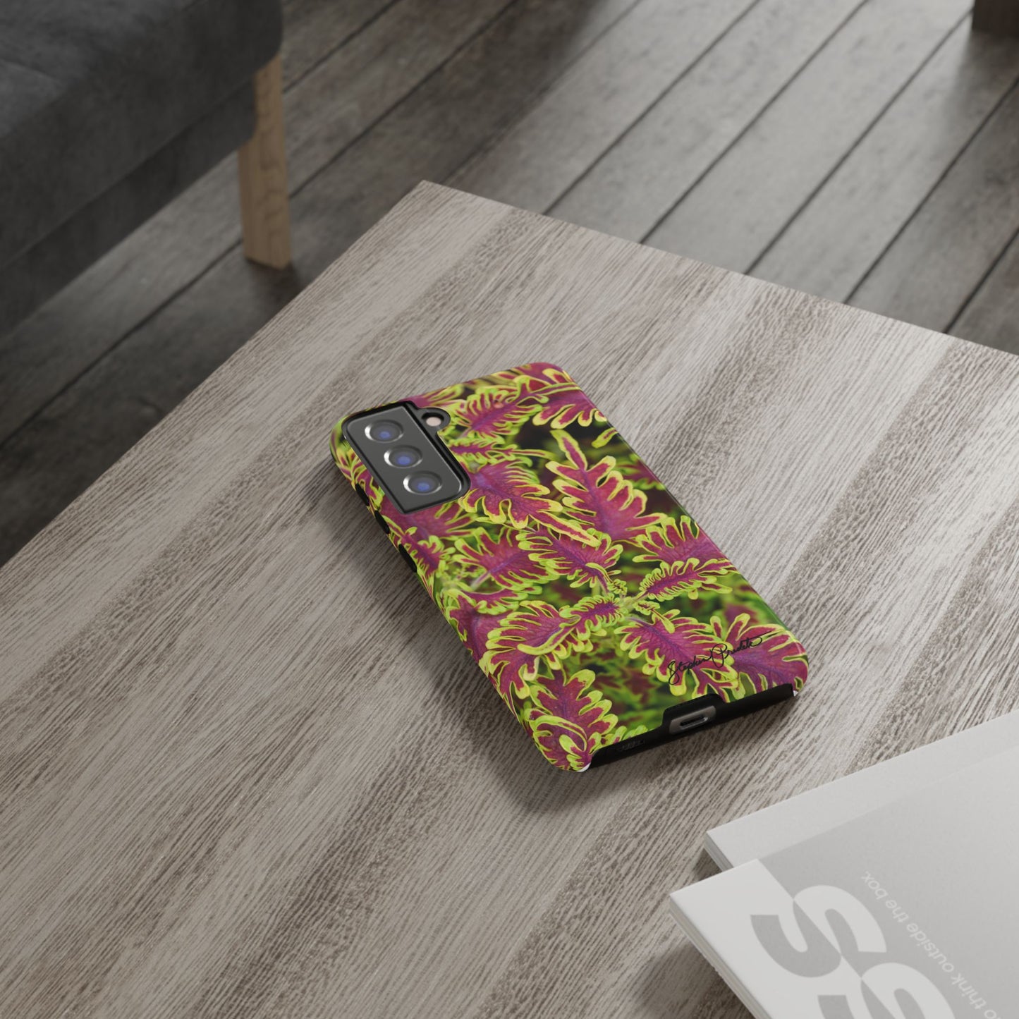 Phone Tough Case — Vibrant Variegated Botanical Design with Coleus Leaves