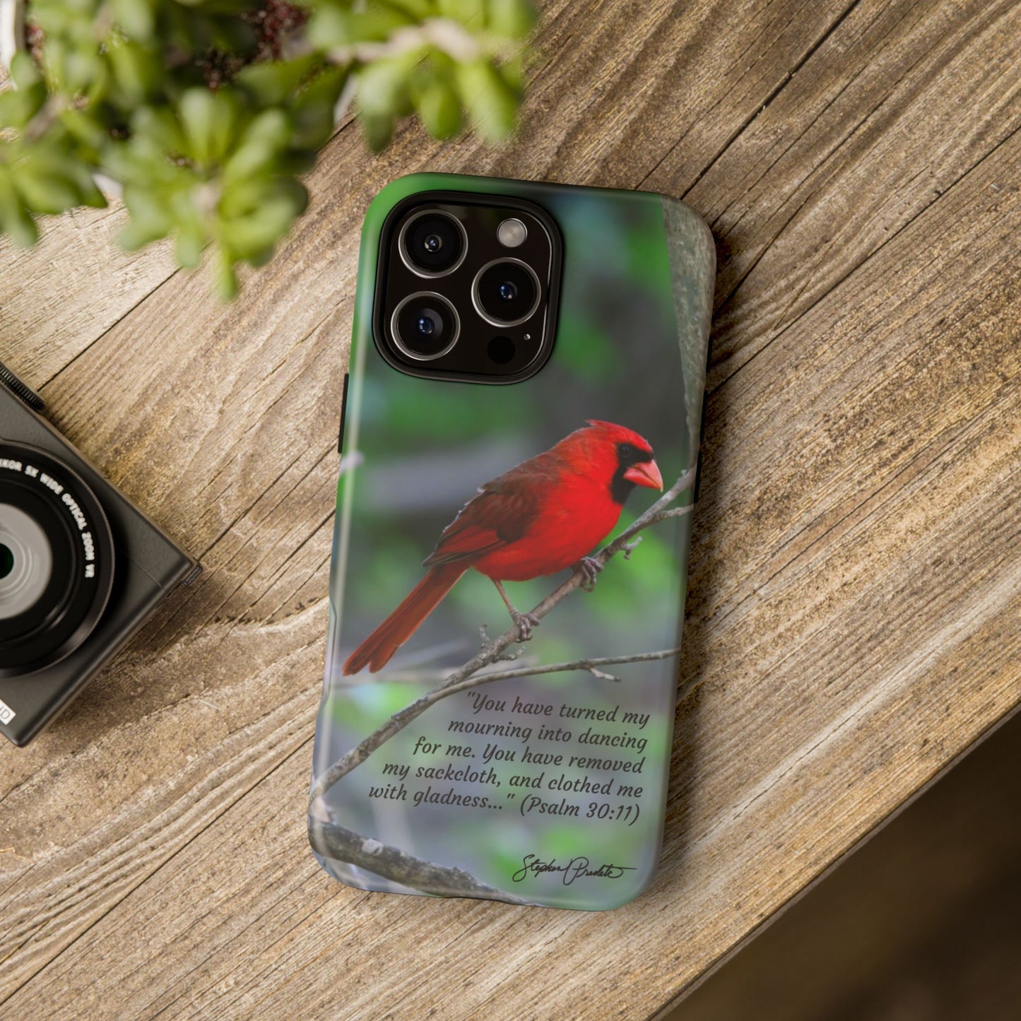 Phone Tough Case - Northern Cardinal 2 with Verse Psalm 30:11